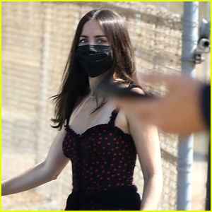 Ana de Armas Coordinates Her Face Mask With Her Red Polka Dot Dress